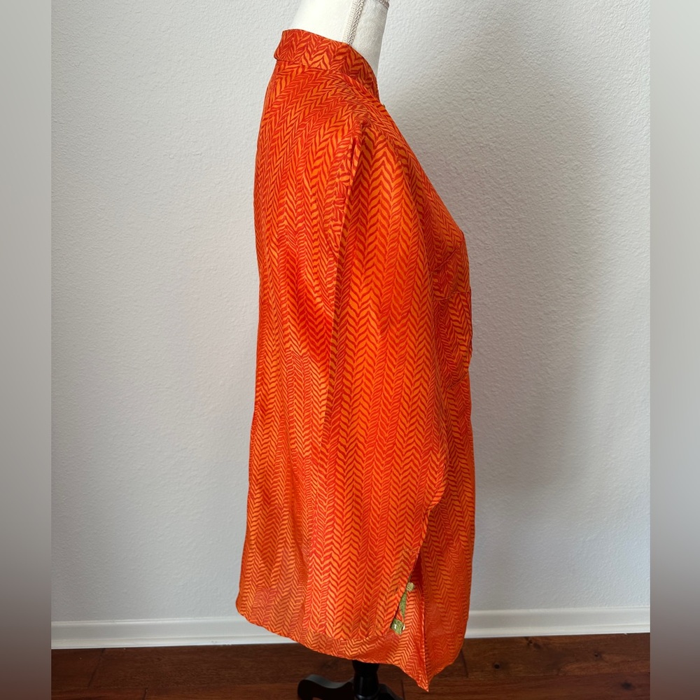 Roberta Roller Rabbit Vibrant Orange Patterned Silk Dress - Picture 4 of 13
